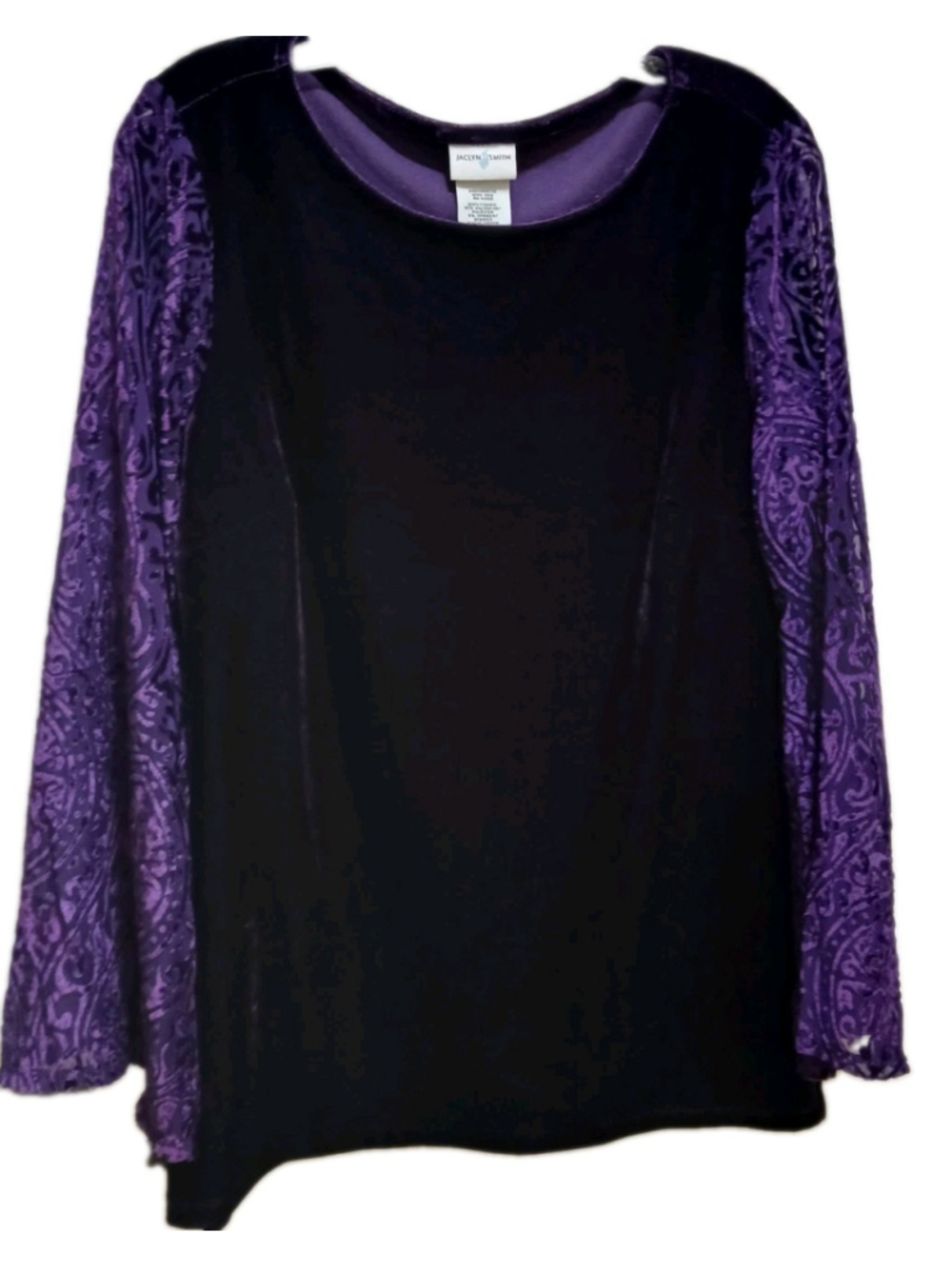 Jacyln Smith Velvet Top Womens Sz M Purple Sheer Paisley Lace Sleeves Whimsigoth